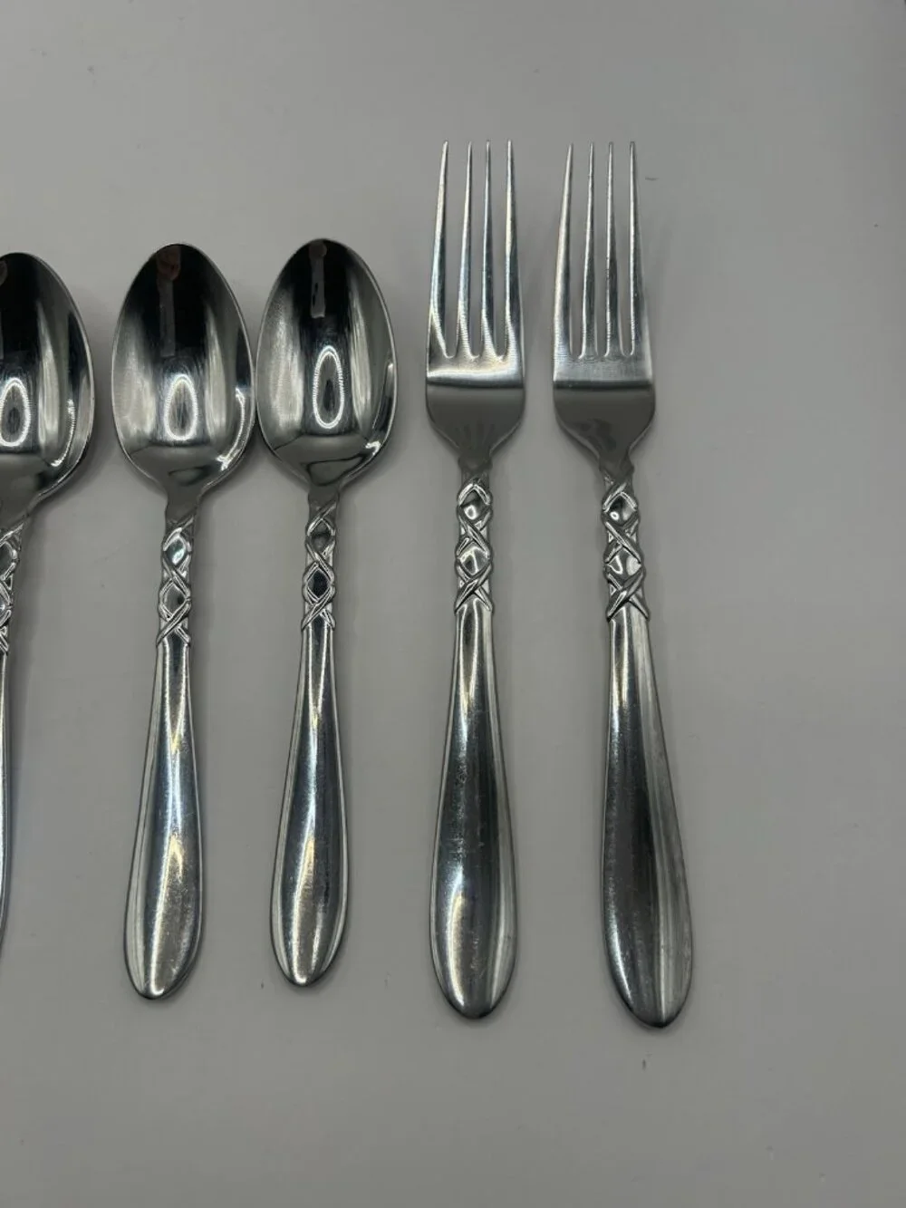 Gorham Ballet Ribbon Stainless Flatware 9 Pc Fork Spoon Knife Set Discontinued